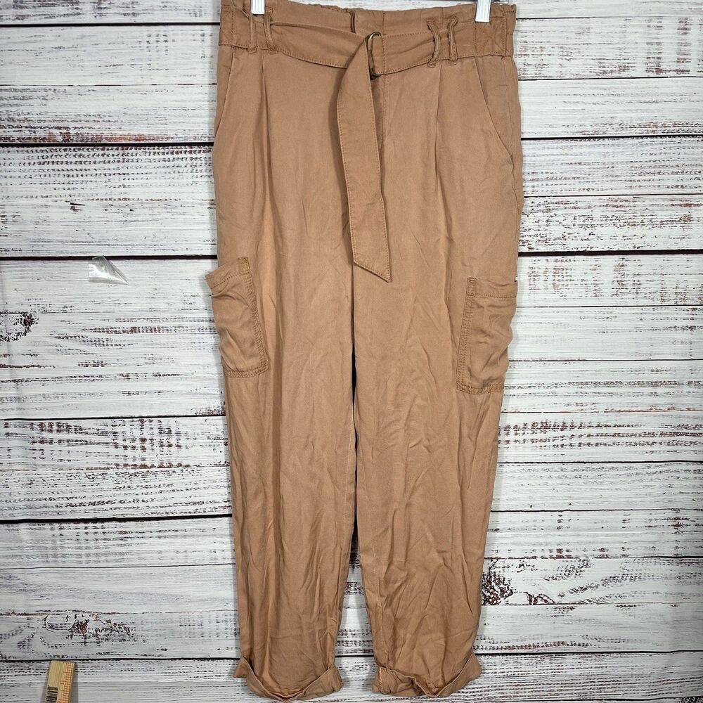 Free People Pants Women’s 4 Summers Over Cargo Belted Button Fly High Rise Pink